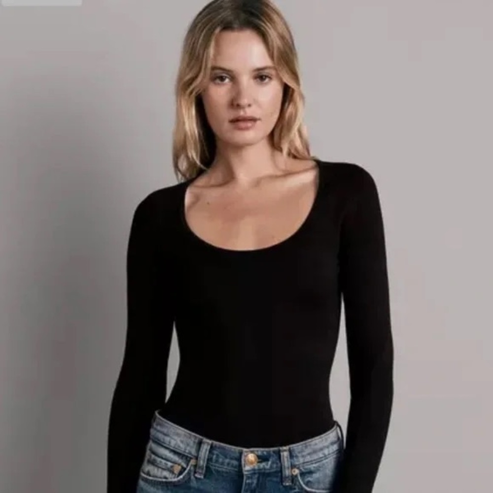 Rag & Bone Black Fitted Long Sleeve Bodysuit